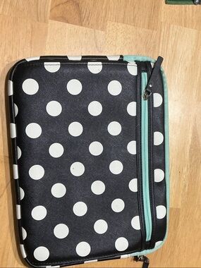 Studio C Black and White Polka Dot Tablet Sleeve with Mint Trim